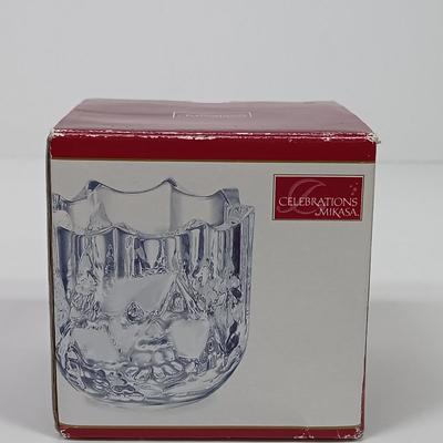 LOT 43: Waterford Happy Anniversary Stem Vase and USO Tree Ornament with Gorham Crystal Ornaments & Mikasa Tea Light Holders