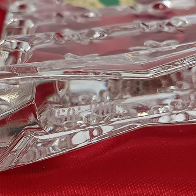 LOT 43: Waterford Happy Anniversary Stem Vase and USO Tree Ornament with Gorham Crystal Ornaments & Mikasa Tea Light Holders