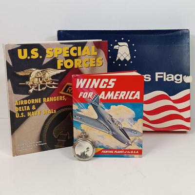 LOT 50: Trump Marina Limited Edition Pocket Watch, U.S. Flag in Box & More