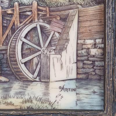 LOT 51: Artini Engraving Handpainted 4D Wall Art, Brass Box & Arnart Creation Porcelain Wall Plaque