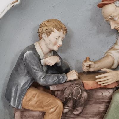 LOT 51: Artini Engraving Handpainted 4D Wall Art, Brass Box & Arnart Creation Porcelain Wall Plaque