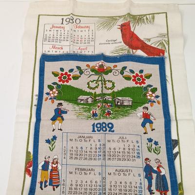 LOT 53: Vintage Calendar Tea Towels and Wall Art
