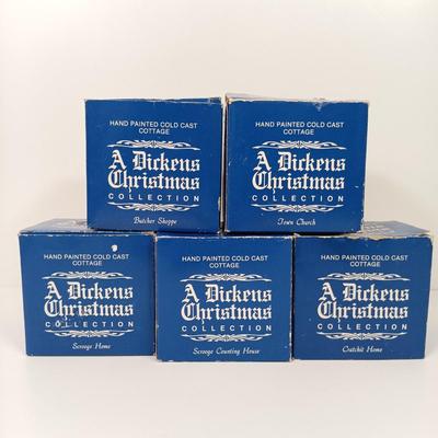 LOT 58: Set of (5) Hand-Painted Miniature A Dickens Christmas Houses