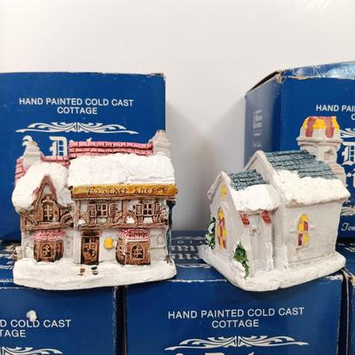 LOT 58: Set of (5) Hand-Painted Miniature A Dickens Christmas Houses