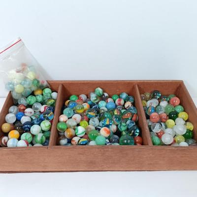 LOT 64: Vintage Marble Collection: Including Several Uranium Glass Marbles