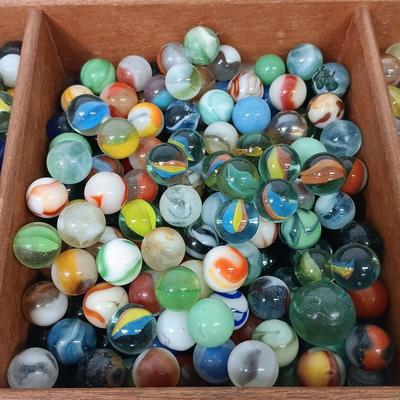 LOT 64: Vintage Marble Collection: Including Several Uranium Glass Marbles