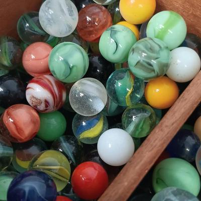 LOT 64: Vintage Marble Collection: Including Several Uranium Glass Marbles