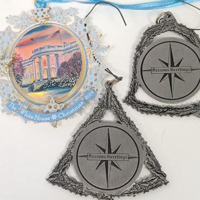 LOT 68: Large Mercury Glass Bear Ornament, Clothique Patriotic Santa Ornament, Limoges Plate & More