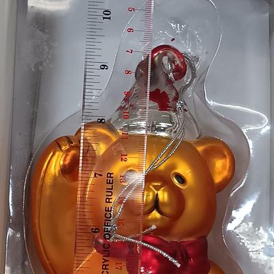 LOT 68: Large Mercury Glass Bear Ornament, Clothique Patriotic Santa Ornament, Limoges Plate & More