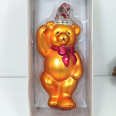 LOT 68: Large Mercury Glass Bear Ornament, Clothique Patriotic Santa Ornament, Limoges Plate & More