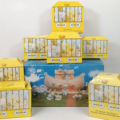LOT 72: Precious Moments Noah's Ark Starter Set with All Aboard Birthday Figurines