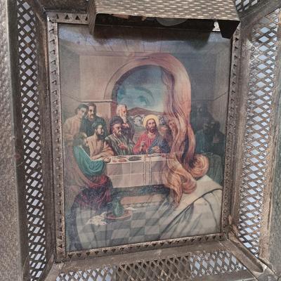 LOT 87: Vintage Metal Framed Lenticular of Jesus, Bible on Cassette, Vintage Ephemera & More