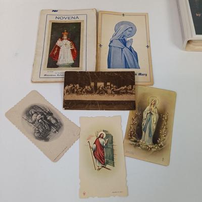 LOT 87: Vintage Metal Framed Lenticular of Jesus, Bible on Cassette, Vintage Ephemera & More