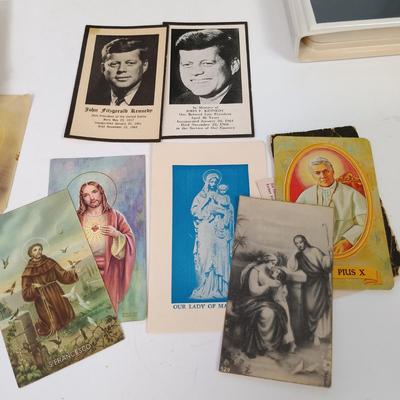 LOT 87: Vintage Metal Framed Lenticular of Jesus, Bible on Cassette, Vintage Ephemera & More
