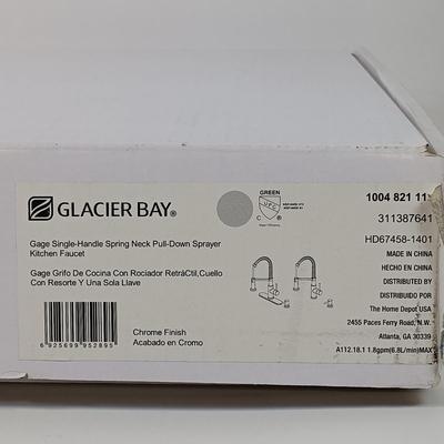 LOT 92: Glacier Bay Gage Single-Hand Spring Neck Pull-Down Sprayer Kitchen Faucet