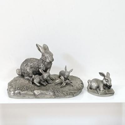 LOT 93: Country Collectibles - Signed Richard Teil Rabbit Sculpture, Williams Sonoma Plates & More