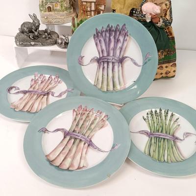 LOT 93: Country Collectibles - Signed Richard Teil Rabbit Sculpture, Williams Sonoma Plates & More