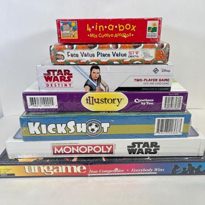 LOT 94: Collection of Board Games - Star Wars Mandalorian Monopoly and More - NIP