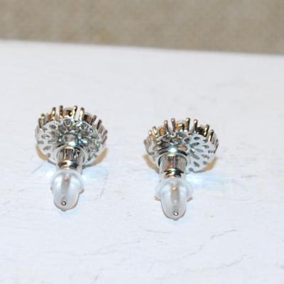 Small Circle of Clear Stones Earrings Set (¼" Circ.) with Post Clasp
