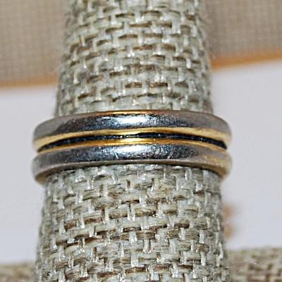 Size 8½ Vintage 2 Tone "Gold & Silver" KNOTTED RING with "Double" Band (7.6g)