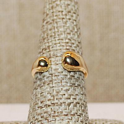 Size 7 ALL Gold Colored "DOUBLE KNOBS" Ring on an OPEN Gold Tone Band (3.5g)