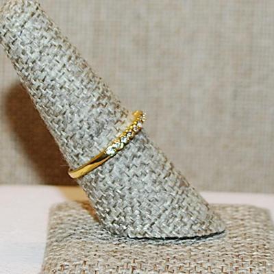 Size 7¾ Semi Infinity Ring with 15 Round Clear Stones on a Gold Tone Band (1.5g)