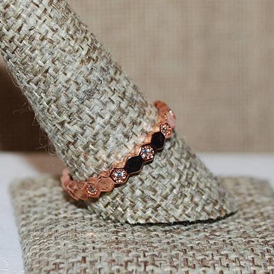 Size 10 Alternating Hexes & Stones Infinity Ring on a ROSE GOLD Setting (2.8g)