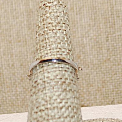 Size 6¾ Staggered Clear Rectangle & Circle Stones on a Silver Tone Band (2.4g)