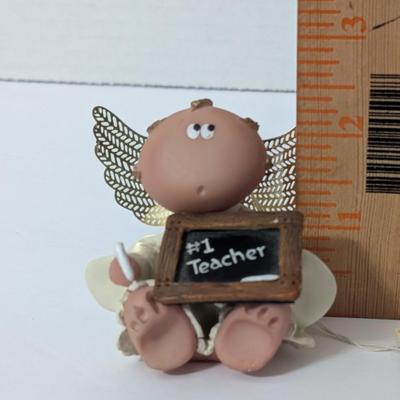 Angel Cheeks Teacher Figurine #1 Teacher Chalkboard Angel Kirk 2001 Resin Classroom Decor