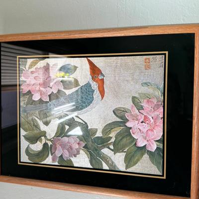 huaniaohua Chinese framedBird and Flower Foil art