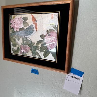 huaniaohua Chinese framedBird and Flower Foil art