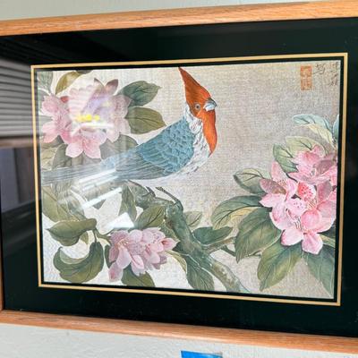 huaniaohua Chinese framedBird and Flower Foil art