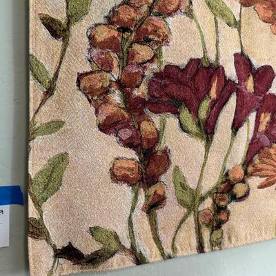 Garden Flowers Wall Tapestry with rod and Butterfly needlepoint