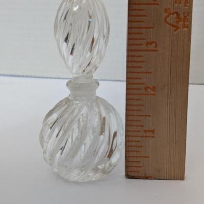 Vintage Clear Swirl Optic Glass Perfume Bottle with Matching Stopper Vanity