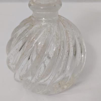 Vintage Clear Swirl Optic Glass Perfume Bottle with Matching Stopper Vanity