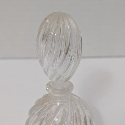 Vintage Clear Swirl Optic Glass Perfume Bottle with Matching Stopper Vanity