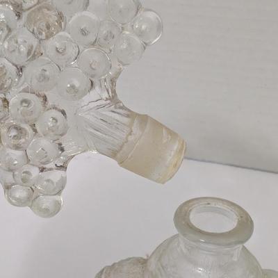 Vintage Clear Pressed Glass Perfume Bottle with Bubble Arch Stopper and Oval Medallion Body