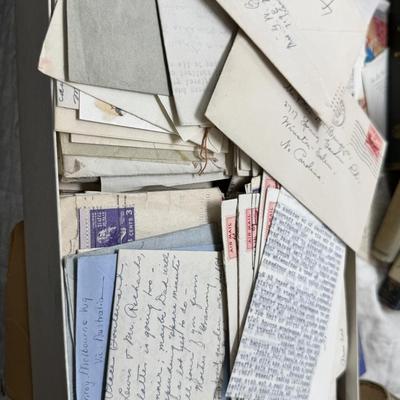 Sale Photo Thumbnail #16: Love story letters stamps, antique photographs, vintage hard back books, post cards.