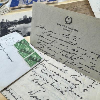 Sale Photo Thumbnail #13: Love story letters stamps, antique photographs, vintage hard back books, post cards.