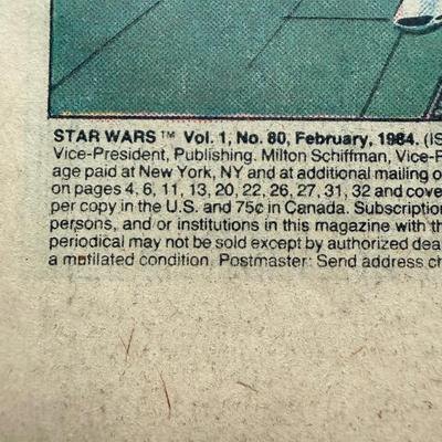 Vintage Star Wars Marvel Comic - 1984 Vol 1 No 80 - Good Condition!