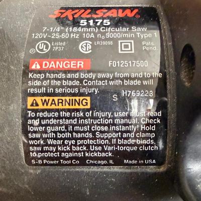 Sale Photo Thumbnail #453: 2.4 HP, 7-1/4" blade.  Model 5175. Tested, runs strong and quiet.