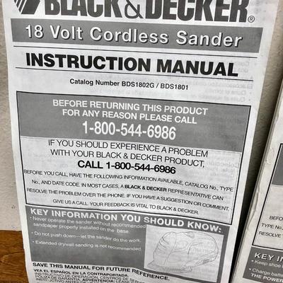 Sale Photo Thumbnail #463: Includes 4 saw blades, sander accessory kit, battery charger, 2 batteries, all 3 original user guides and a black zippered tool bag. Tested, all items work as expected.  Used, but in very good condition.