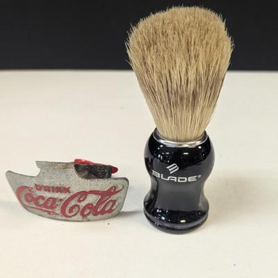 Vintage Blade Shaving Brush & Coca-Cola Opener