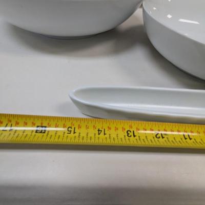 Great White Pottery Barn Serving Dishes