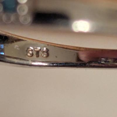 STS 925 Sterling silver wring with trillion shaped turquoise stone size 8