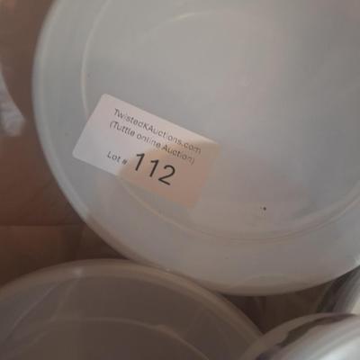 5-piece set of enamel storage bowls with lids, featuring a floral pattern.