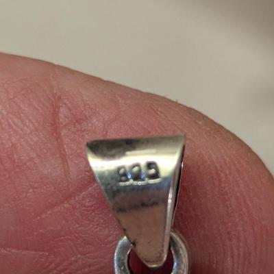 Vintage sterling silver oval natural labradorite pendant