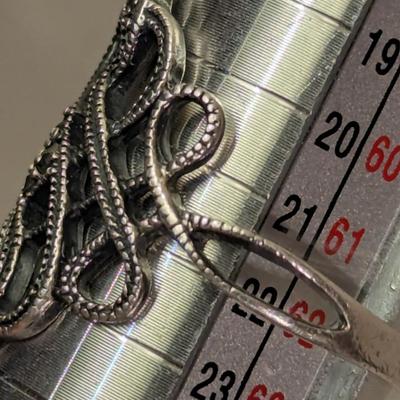 vintage sterling silver marcasite ring with intricate open work design