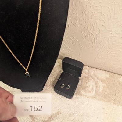 necklace and earrings set with green stones