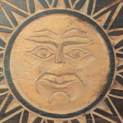 wooden trinket box with sun face image